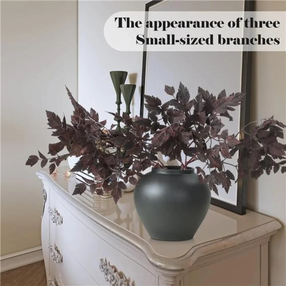 Artificial Fall Leaf Stems Faux Plum Spray Autumn Floral Branch Home Decor Set